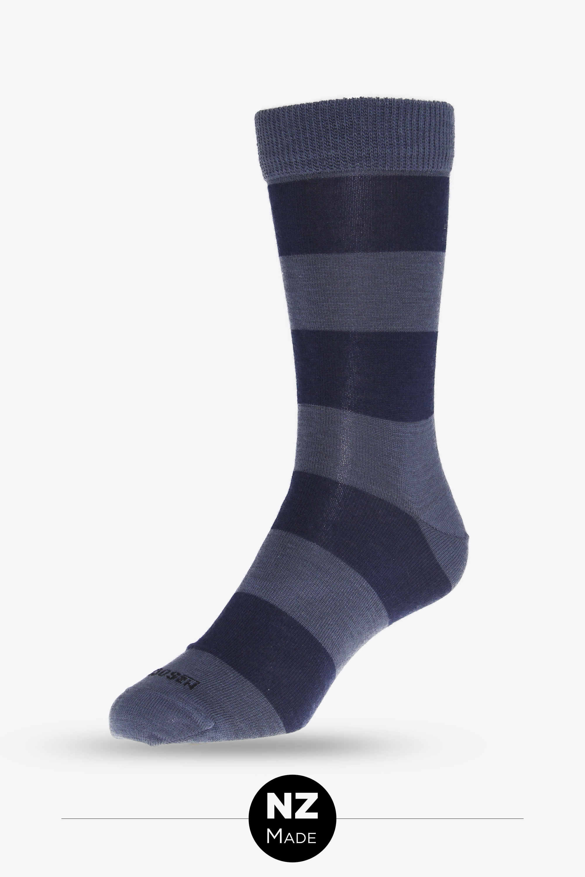 Wide Stripe Dress Sock - bleu fonce